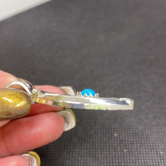 Large sterling silver, turquoise pendant - Picture 3 of 10